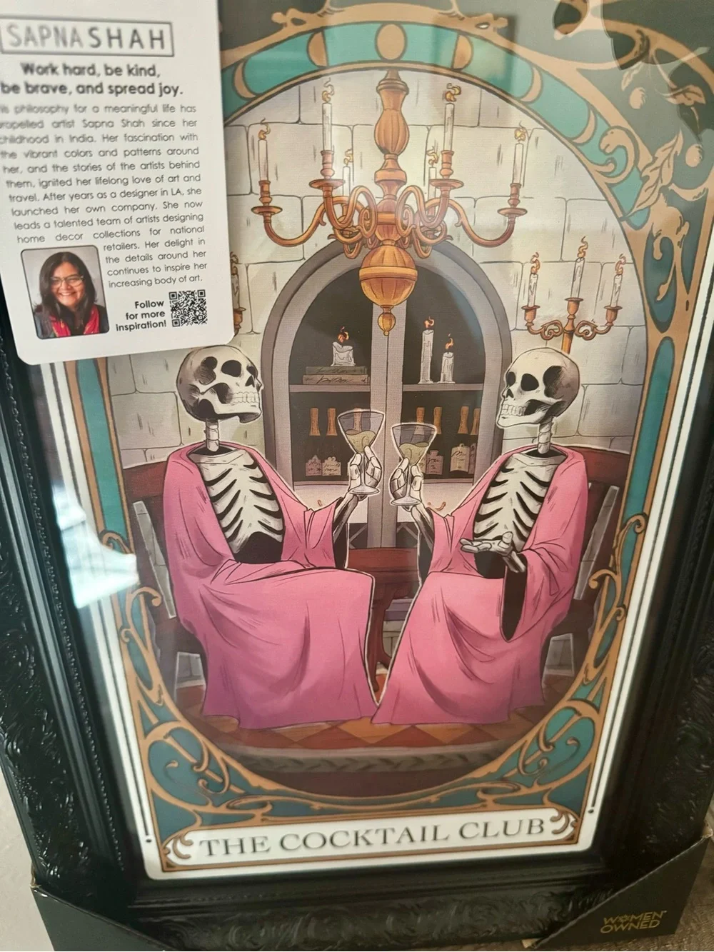 Sapna Shah The Cocktail Club Skeletons Wall Art Decor 18x12